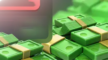 Image of neatly stacked green bundles of cash, representing the cashback bonus at Money-X Internet Casino.